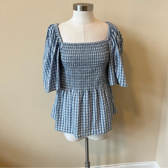New! Stella Nova Penelope smocked peplum open back top nwt 17499 - Picture 7 of 16